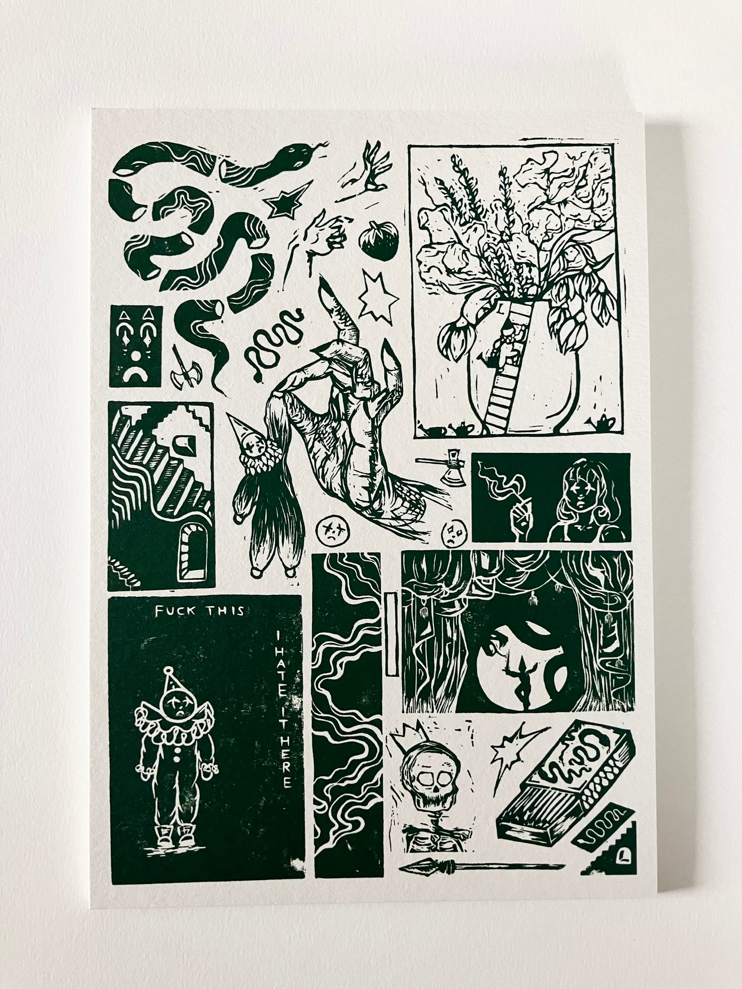 A5 collage print Dark Green