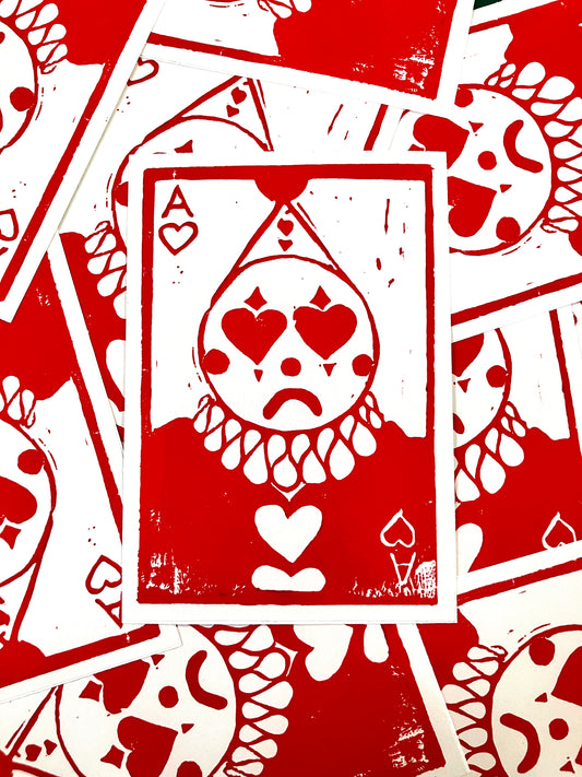 Ace of hearts print sticker