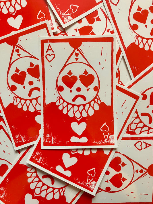 Ace of hearts print sticker