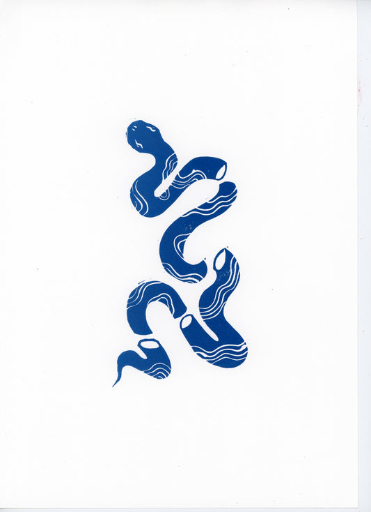 'Diced snake 2’ original print (Blue)